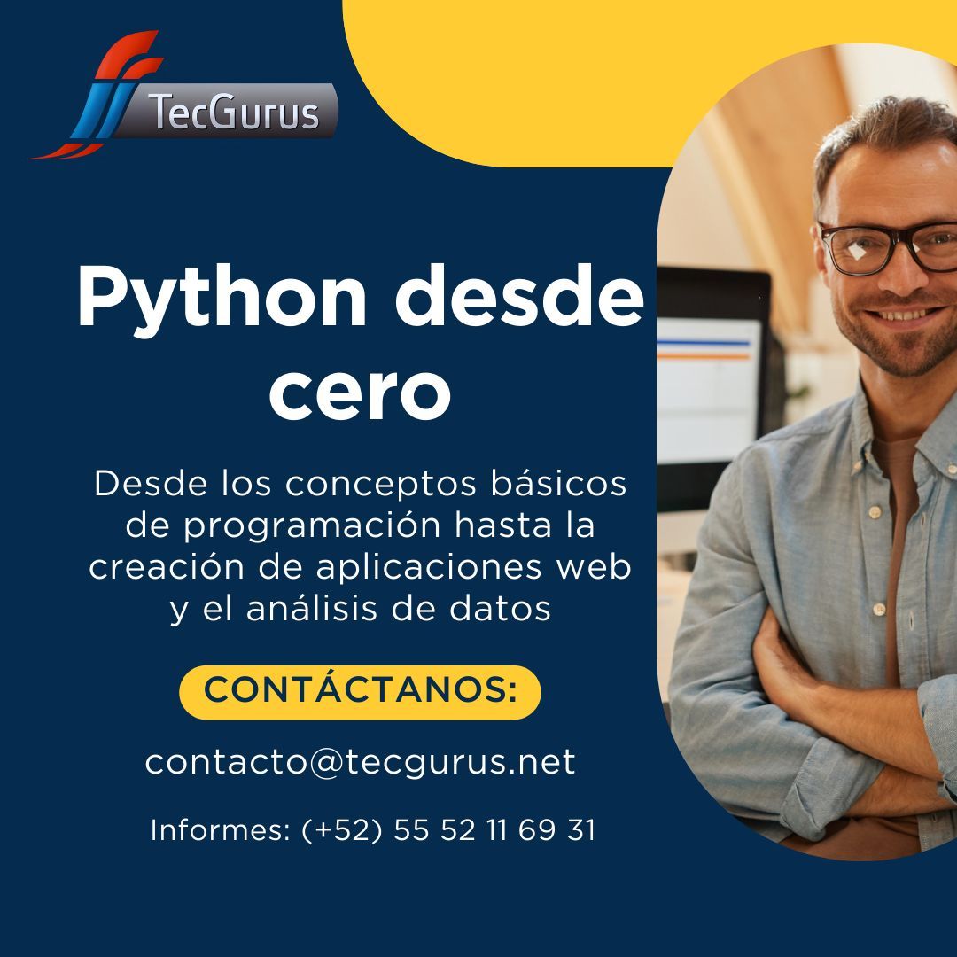 tecgurusnet's tweet image. Aprende desde lo básico hasta el desarrollo web y análisis de datos con Flask, Pandas y NumPy.
👉 Asegura tu lugar: buff.ly/3OCYLGg
Recibe asesoría de expertos y garantía de aprendizaje.
Transforma tu futuro hoy. 💻🚀
#PythonMaster #CrecimientoProfesional #SoyGuru
