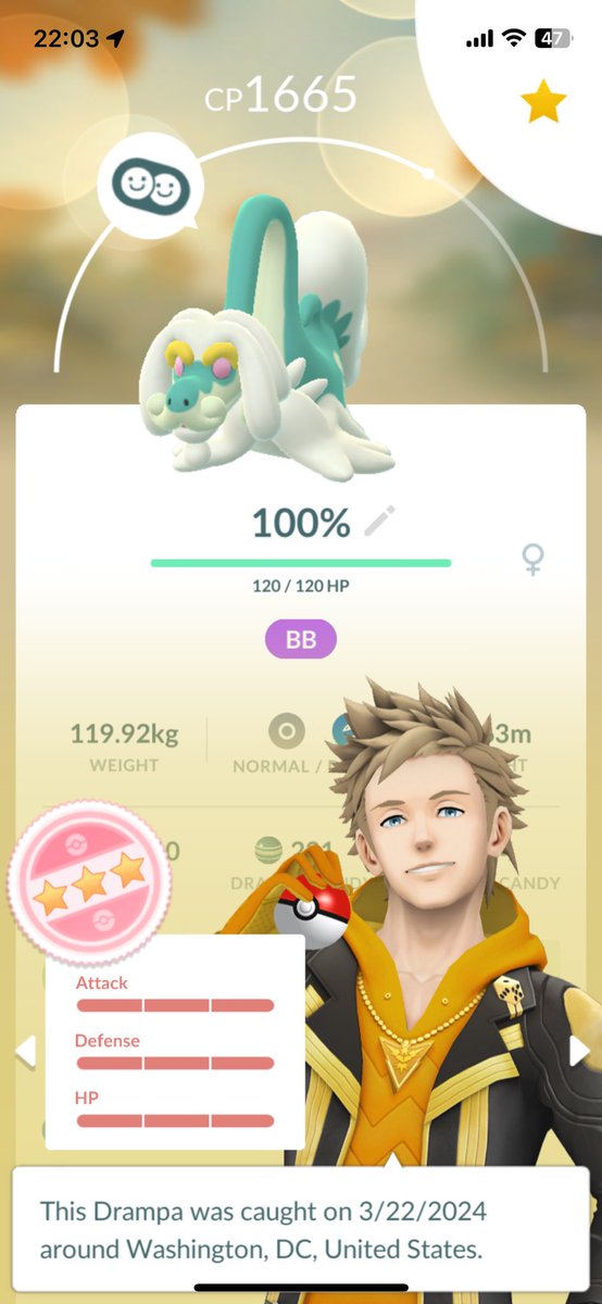 Insane hundo luck today!! I’ve been looking for both of these for a while 🎉🎉

#PokemonGO #larvesta #drampa