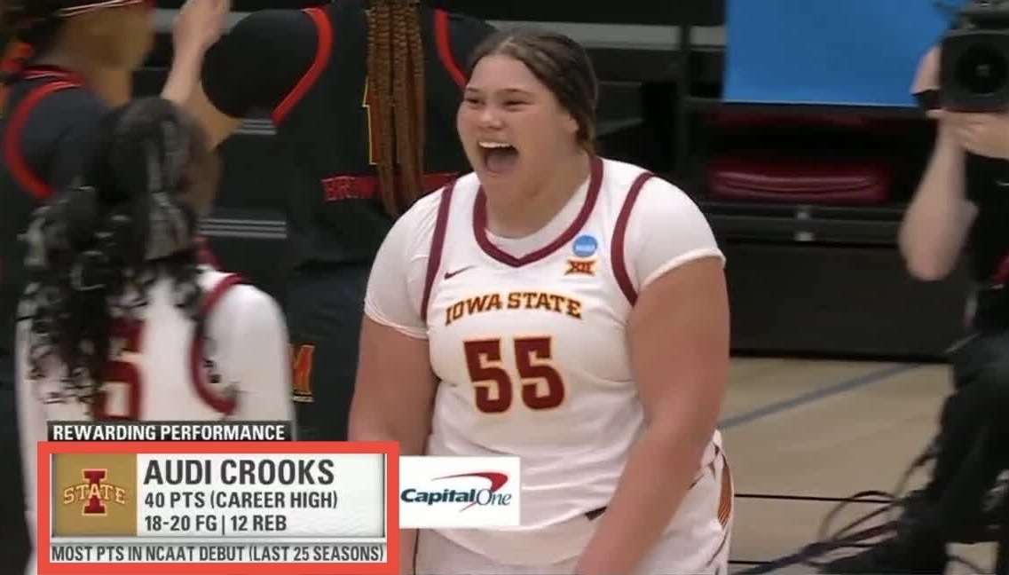 Audi Crooks really dropped 40 to lead Iowa St. back from 20-PT deficit as a FRESHMAN 🤯 HOOPER.