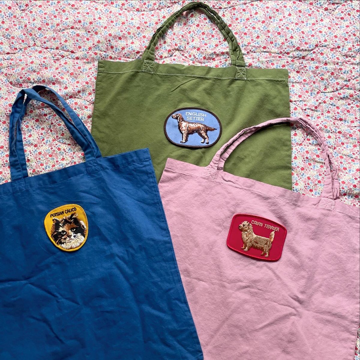 _nitako_'s tweet photo. Vintage Patch Tote🦮🐈🐩 https://t.co/1eav20LsiN