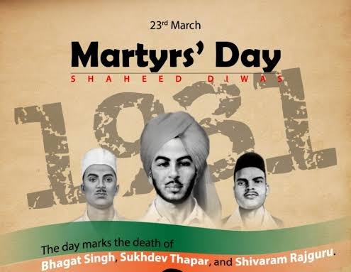 On Martyrs Day, we honor three brave souls who sacrificed everything for our freedom and values.  
The sacrifice of Bhagat Singh, Rajguru and Sukdev continues to inspire every generations to cherish and protect the gift of freedom.

 #MartyrsDay #RememberingHeroes 🙏🇮🇳