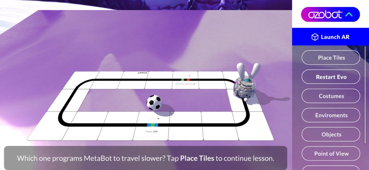We got ready for Easter tonight with Metabot by @Ozobot! We raced out bunny-bot around a color coded track and the used Blockly and AR to navigate to Easter eggs and disco dance on our table. #edtech #FridayFeeling