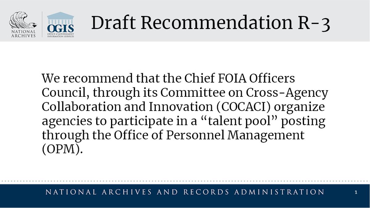 The #FOIA Advisory Committee heard this draft recommendation on March 5 and is scheduled to vote on it at their April 4 meeting. Have thoughts? 🤔Submit comments via archives.gov/ogis/public-co…