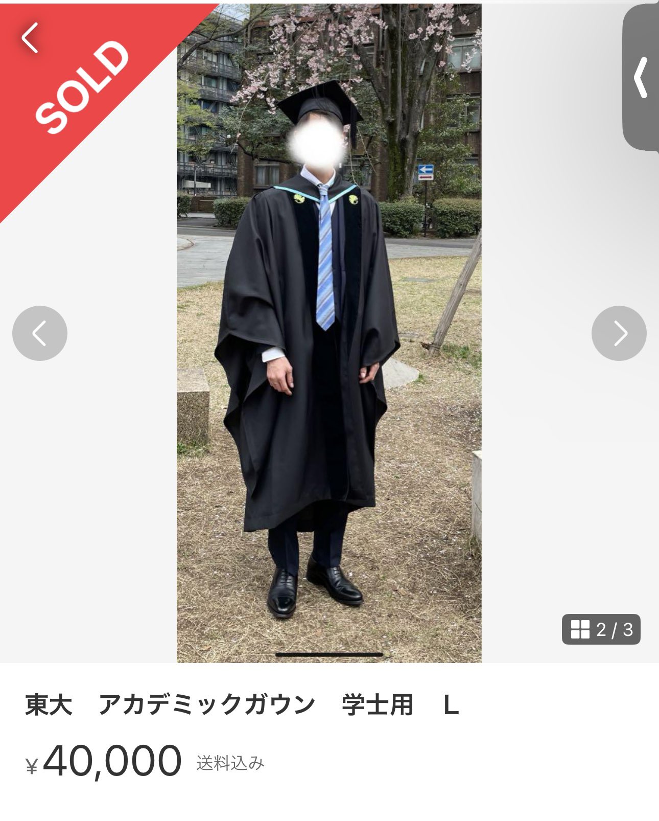 東京大学 片づき アカデミックガウン (工学系修士/Lサイズ) 東京大学 片づき アカデミックガウン (工学系修士/Lサイズ)