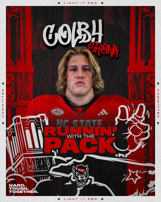 Colby Cronk (@colbycronk) on Twitter photo I am extremely excited to announce that I am 100% committed to NC State!! Thank you to all the colleges that have recruited me, it’s been an honor. Time to put in the work! #AGTG #blessed
<a href="/StateCoachD/">Dave Doeren</a> <a href="/CoachTonyGibson/">Tony Gibson</a> <a href="/coachwiles/">Charley Wiles</a> <a href="/elisha_shaw/">Coach E. Shaw</a> <a href="/ChrisBoyleDBNJ/">Chris Boyle</a> <a href="/ChadSimmons_/">ChadSimmons</a> I am extremely excited to announce that I am 100% committed to NC State!! Thank you to all the colleges that have recruited me, it’s been an honor. Time to put in the work! #AGTG #blessed
<a href="/StateCoachD/">Dave Doeren</a> <a href="/CoachTonyGibson/">Tony Gibson</a> <a href="/coachwiles/">Charley Wiles</a> <a href="/elisha_shaw/">Coach E. Shaw</a> <a href="/ChrisBoyleDBNJ/">Chris Boyle</a> <a href="/ChadSimmons_/">ChadSimmons</a>