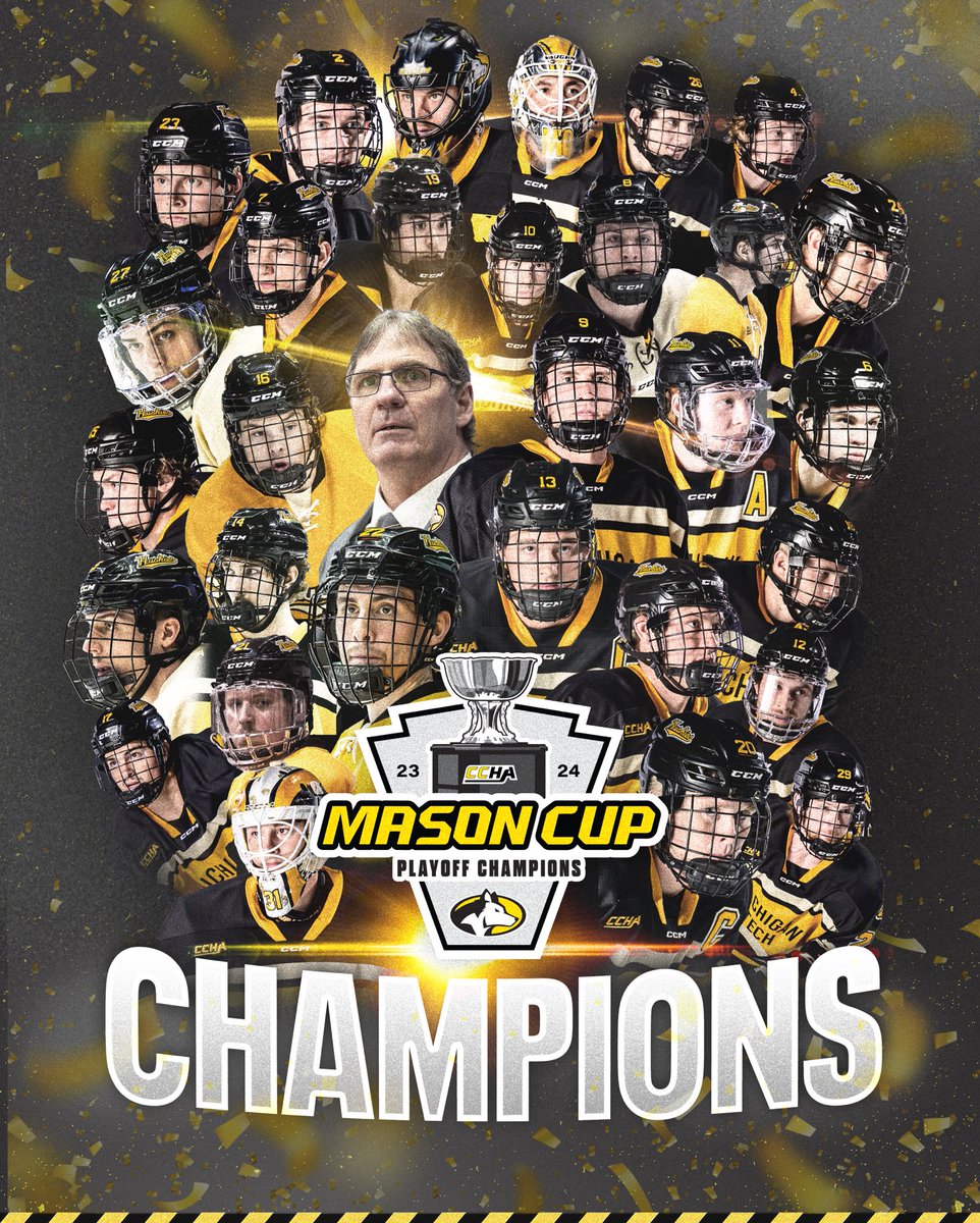 For the first time in program history, we are CCHA Mason Cup Champions! #mtuhky #FollowTheHuskies