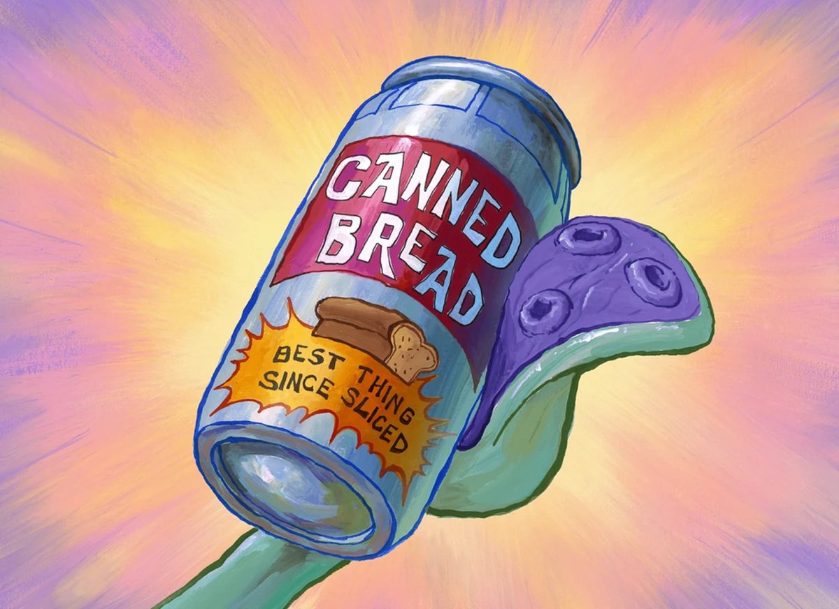 selectwario's tweet photo. The cast of SpongeBob was low key warning us about canned bread in 2001 but we were too young to realize it then. #cannedbread #fuckcannedbread https://t.co/hn1soB0t7t