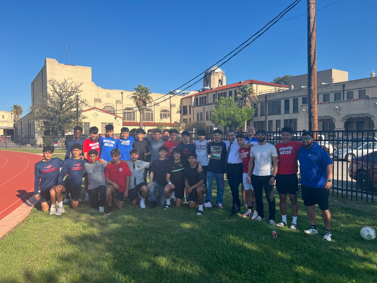 Had a great time giving a pep talk to the Jefferson High School soccer team as they gear up for playoffs on Monday! These athletes are ready to give it their all and I have no doubt they'll leave it all on the field. Let's go, Mustangs!