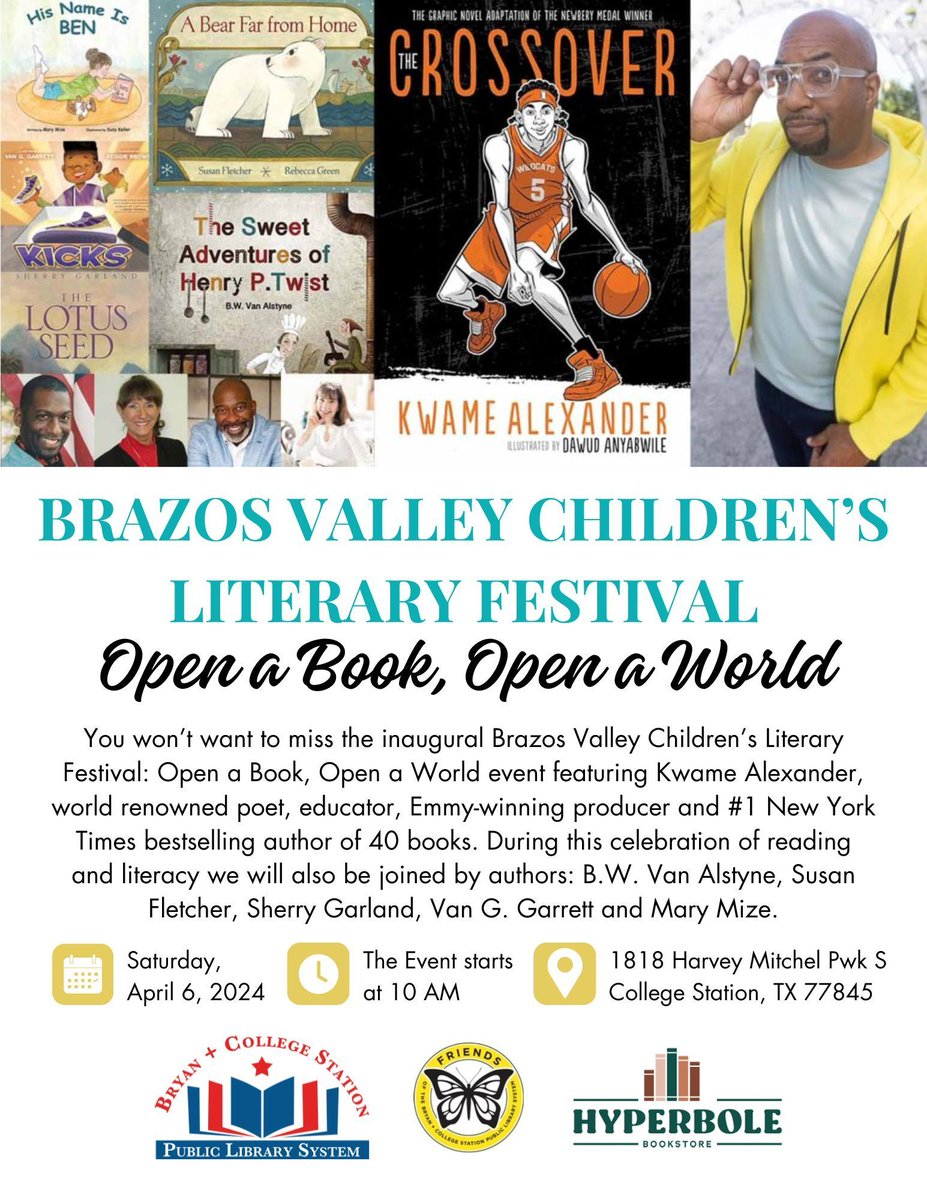 Wellborn_MS's tweet photo. 📢 Exciting News Warhawks! 
On Saturday, April 6, from 10 AM to 1 AM the Larry J. Ringer Library there host The Brazos Valley Children’s Literary Festival: Open a Book, Open a World event. The event is FREE &amp; fun for all ages! Don't miss out! 📚🎨 #WMSwarhawks #successCSISD https://t.co/fGGdUluw2p