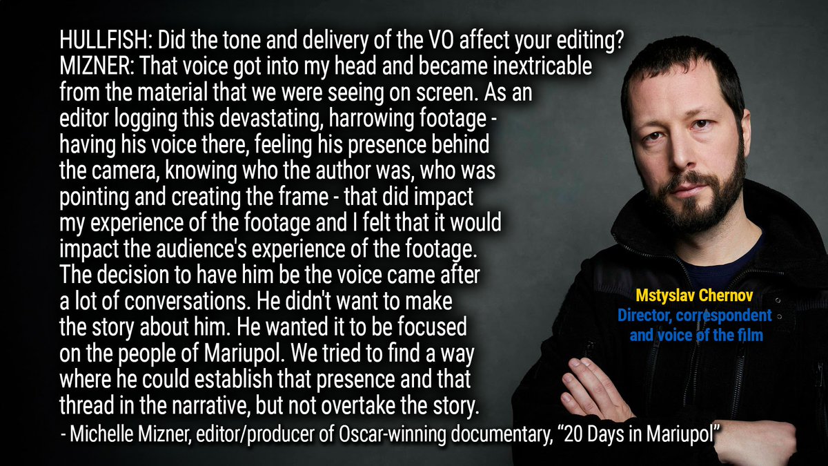 SteveHullfish's tweet photo. OK, I'll say it (as have other scripted editors I've interviewed) Documentary editors are the heroes of editing! Here's Michelle Mizner on Oscar-winning doc "20 Days in Mariupol"
READ: https://t.co/fgXLrMCfPb
LISTEN: https://t.co/gALgk8Htx5
@ACEFilmEditors
@borisfx
@frontlinepbs https://t.co/86qCiVaepH