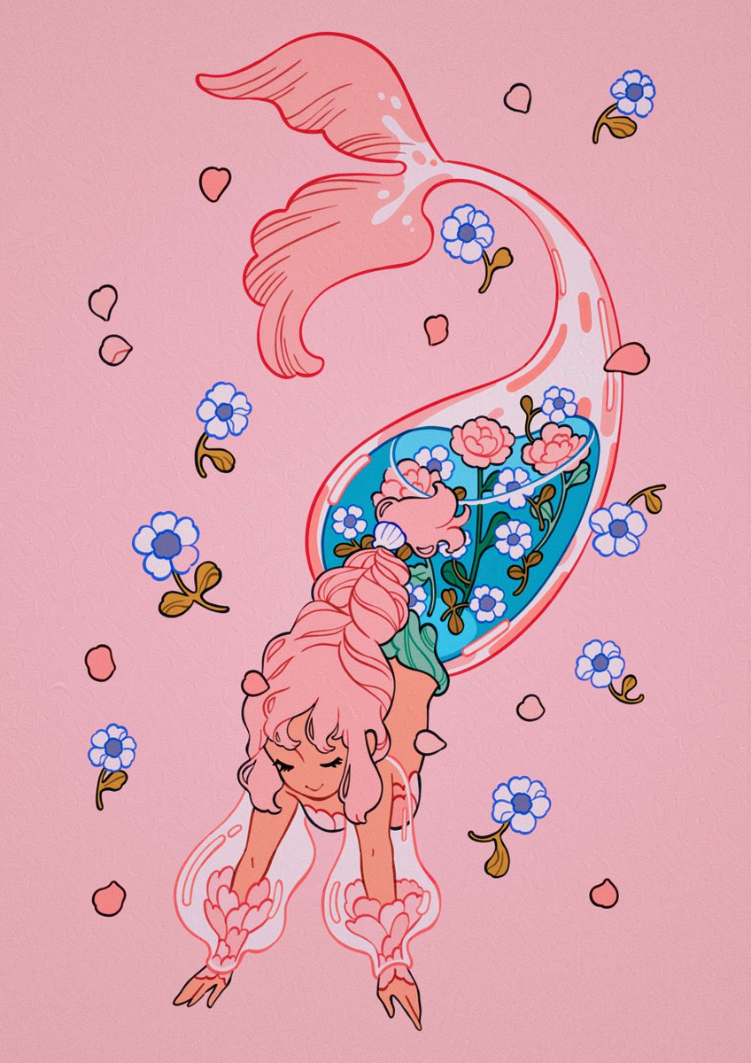 「floral mermaid  」|meyo 🌸 artcade #70のイラスト