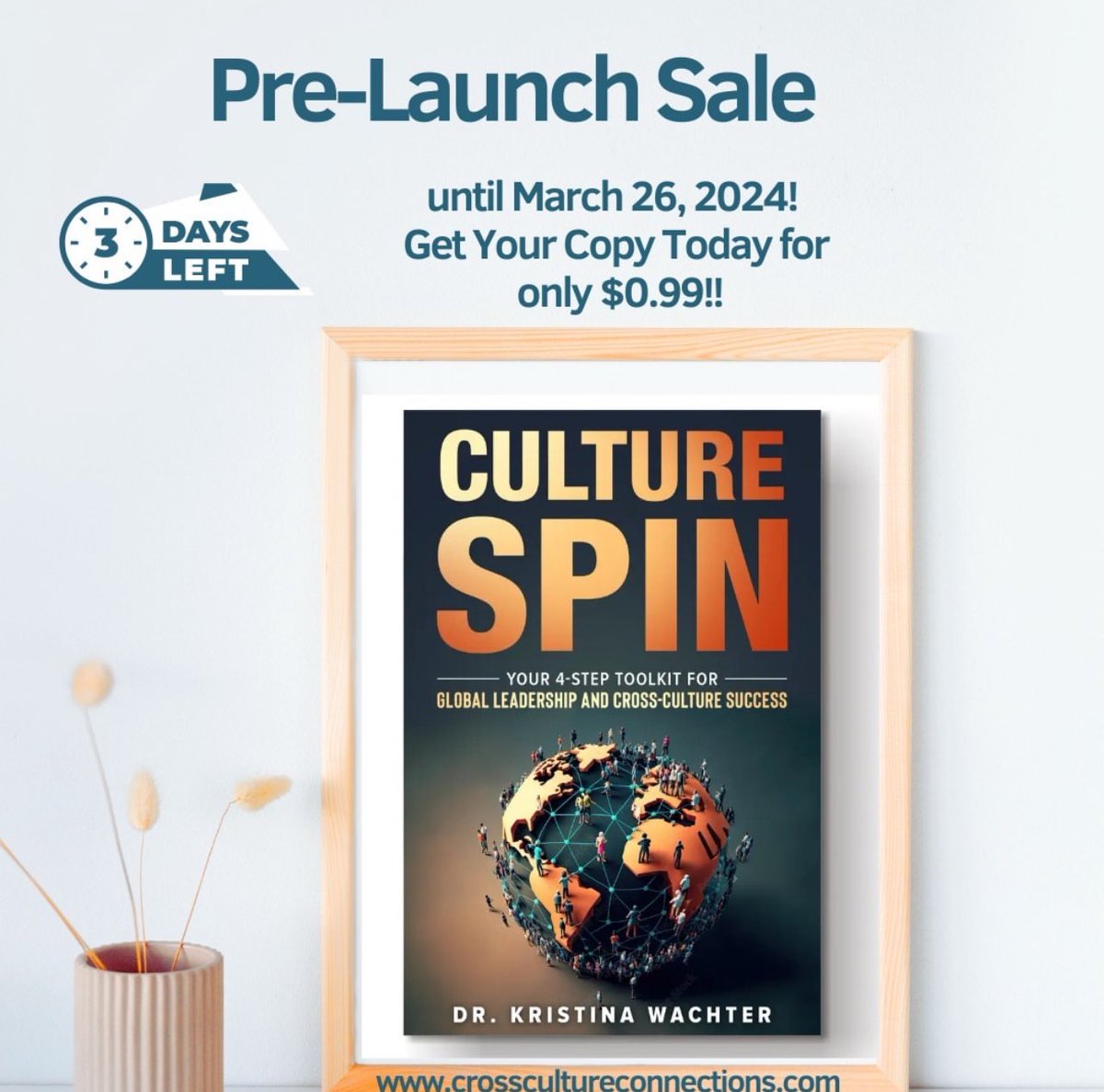 ONLY 3 DAYS REMAINING! The #CrossCultureConnections #CulturalSPINMethod presale is down to 3 days! Don’t miss your opportunity to grab the premier guide to increasing your #global #leadership and #cross-culture success! Visit crosscultureconnections.com today before the sale ends!