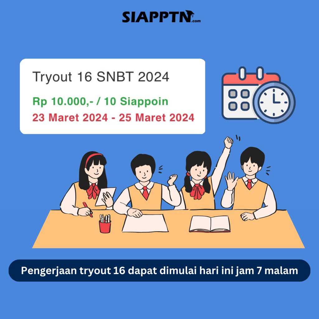 PENGERJAAN TRYOUT 16 BISA DIMULAI HARI INI JAM 7 MALAM NANTI YAH GUYS 🥰‼️

Untuk kalian yg mau ikutan, pendaftaran premium masih dibuka yaaa 😍✨