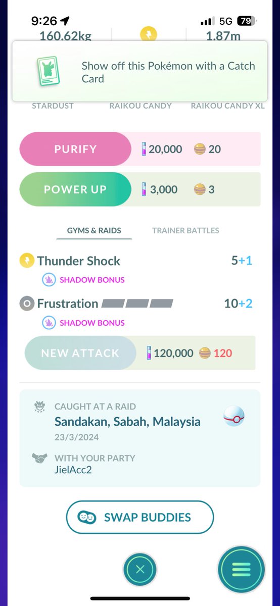 jiel_91's tweet image. Finally i got Shadow Raikou 😍😍😍 Nice IV. #PokemonGO #shadowraid