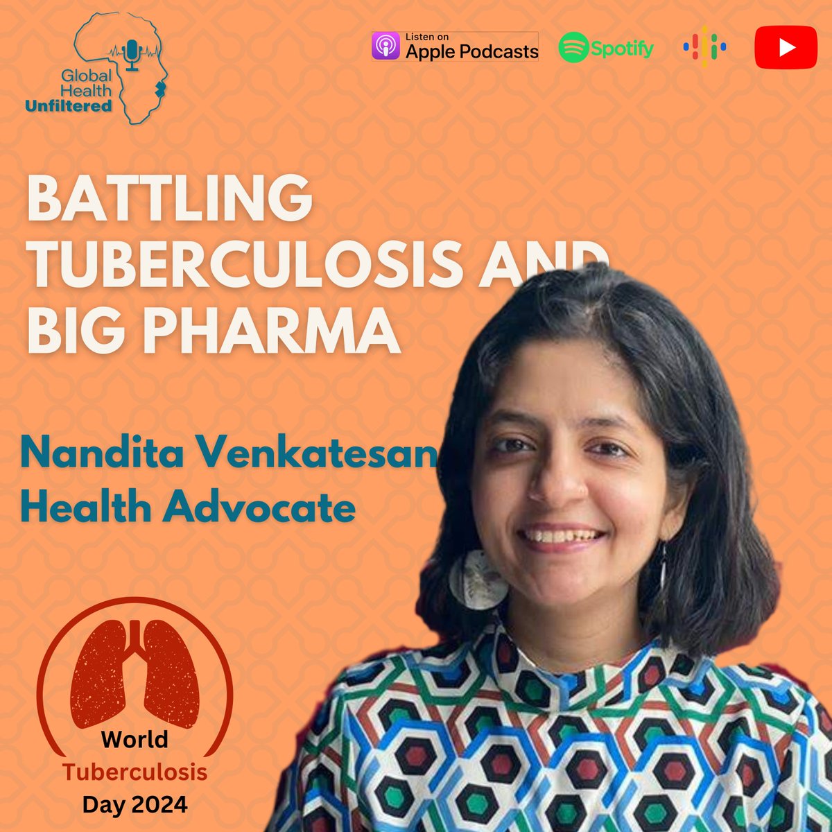 ‼️NEW EPISODE‼️ On #WorldTBDay, @nandita_venky shared her powerful story of overcoming TB and how she sued Johnson & Johnson to ensure access to affordable life-saving TB medication. #EndTB Listen now on any podcast app or globalhealthunfiltered.com Like, Share and Subscribe. 🙏