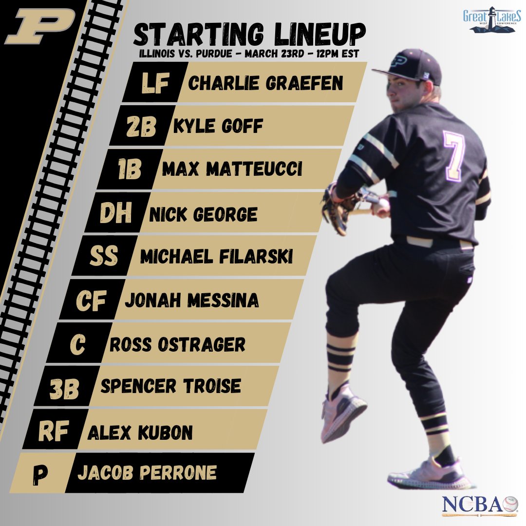 PUBaseballClub's tweet photo. Lineup for Game 1 of our 3-game set
against Illinois at Loeb Stadium. First pitch in an hour.
Come out to the ballpark or watch on GameChanger! https://t.co/h3nfeVCw8s