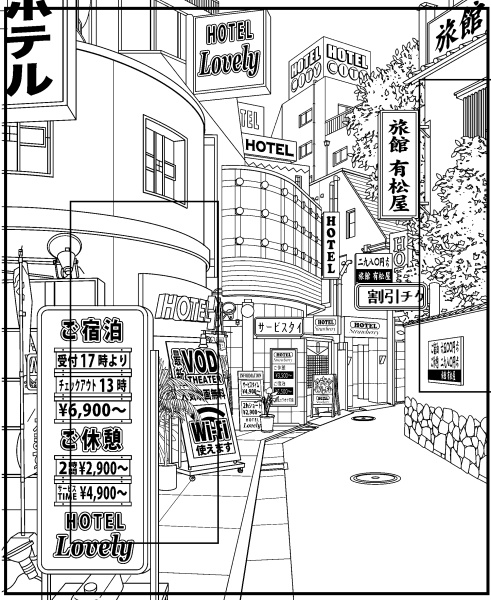 最近BOOTHさんでも背景素材がたくさんあるので大助かり。でもデジタル時代の背景素材は線のセンスを自分に寄せないと違和感がある。
少し気になる部分の線を加工してベタなどを足してトーン仕上げも目が疲れないように最初にグラデを置いたら場所ごとに明るさを加減、ホワイトで線をとばして完成かな 