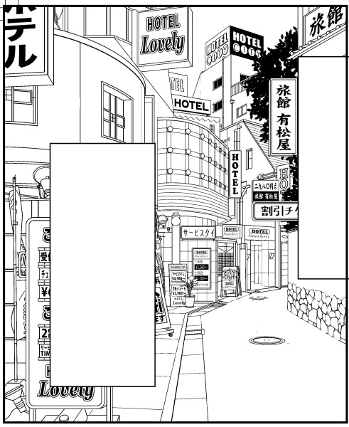 最近BOOTHさんでも背景素材がたくさんあるので大助かり。でもデジタル時代の背景素材は線のセンスを自分に寄せないと違和感がある。
少し気になる部分の線を加工してベタなどを足してトーン仕上げも目が疲れないように最初にグラデを置いたら場所ごとに明るさを加減、ホワイトで線をとばして完成かな 