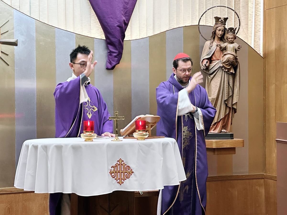 Cardinal's Visit (Hong Kong) This morning Fr. Carlos celebrated the Holy Mass with Cardinal Giorgio Marengo, the youngest Cardinal in the Catholic Church. During the Mass, Fr. Carlos invited everyone to offer one Hail Mary for Cardinal Marengo and the missionary work in Mongolia.