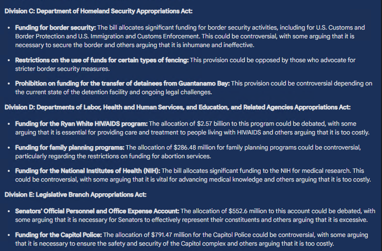 RichardHeartWin's tweet photo. You didn't read the 1,000 page $1.2 Trillion dollar spending bill that just got signed? You can't even find it? Gotchu fam. I made AI do what you could not. DO NOT CLICK LINKS IN RESPONSES. IMPOSTERS! Here's some things it found for you to argue about if you like. https://t.co/ugAPmwE5gR
