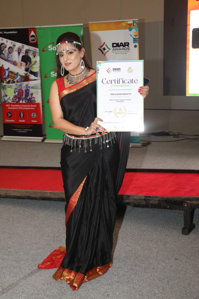 CraftSiliconKE's tweet photo. Exciting news! 🌟 @PriyaBudhabhatti from @craftsIliconCSR has been named a Digital Inclusion Champion at the National @DIARAwards in Nairobi City. 🏆 Let's celebrate Priya's commitment to advancing digital inclusion and making a positive impact in our community! #DIARAwards https://t.co/J4thtBWHbh