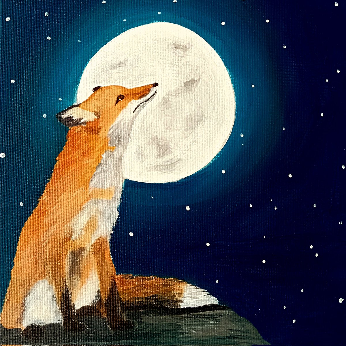 Another Fox and Moon.
Acrylic on 8' x 8' canvas
#fox #moon #welshart #art