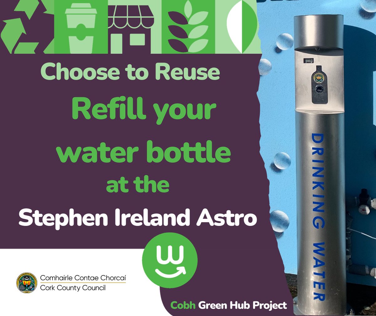 Get down to Cobh today for a Cleancoast beach clean at Cuskinny, water refill station launch at Stephen Ireland Astro pitch and Seán Ronayne speaking in the afternoon in @SiriusArts ! #cleancoast #stopsingleuseplastic #refill #reuse #circulareconomy #birdsong #lovecobh