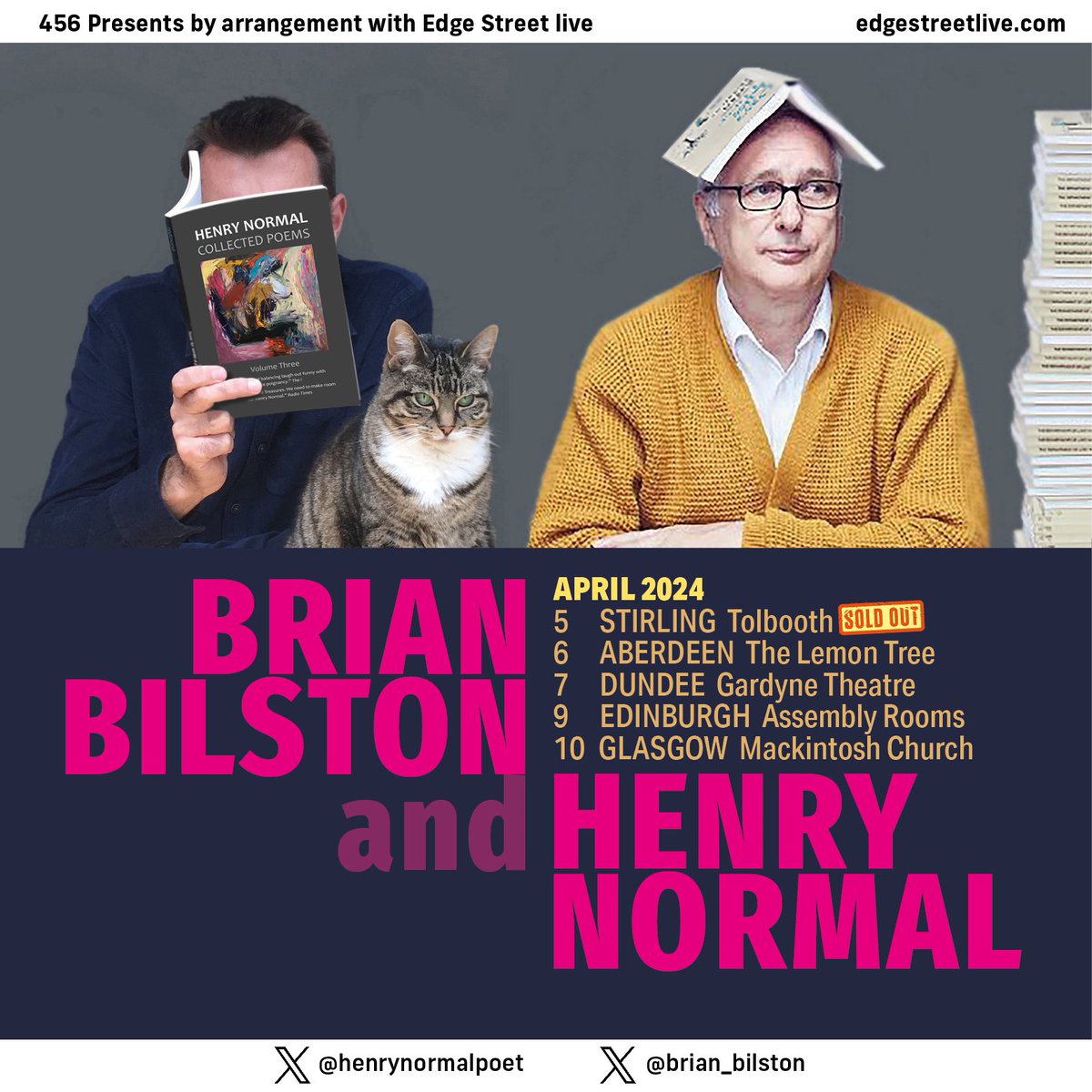 Another lovely evening reading poems in Scarborough, which brings an end to this short run of solo shows. Next week, I’m back on the road with Henry Normal. London is sold out (900 seats!) but there are tickets available for SCOTLAND the following week. brianbilston.com/events/