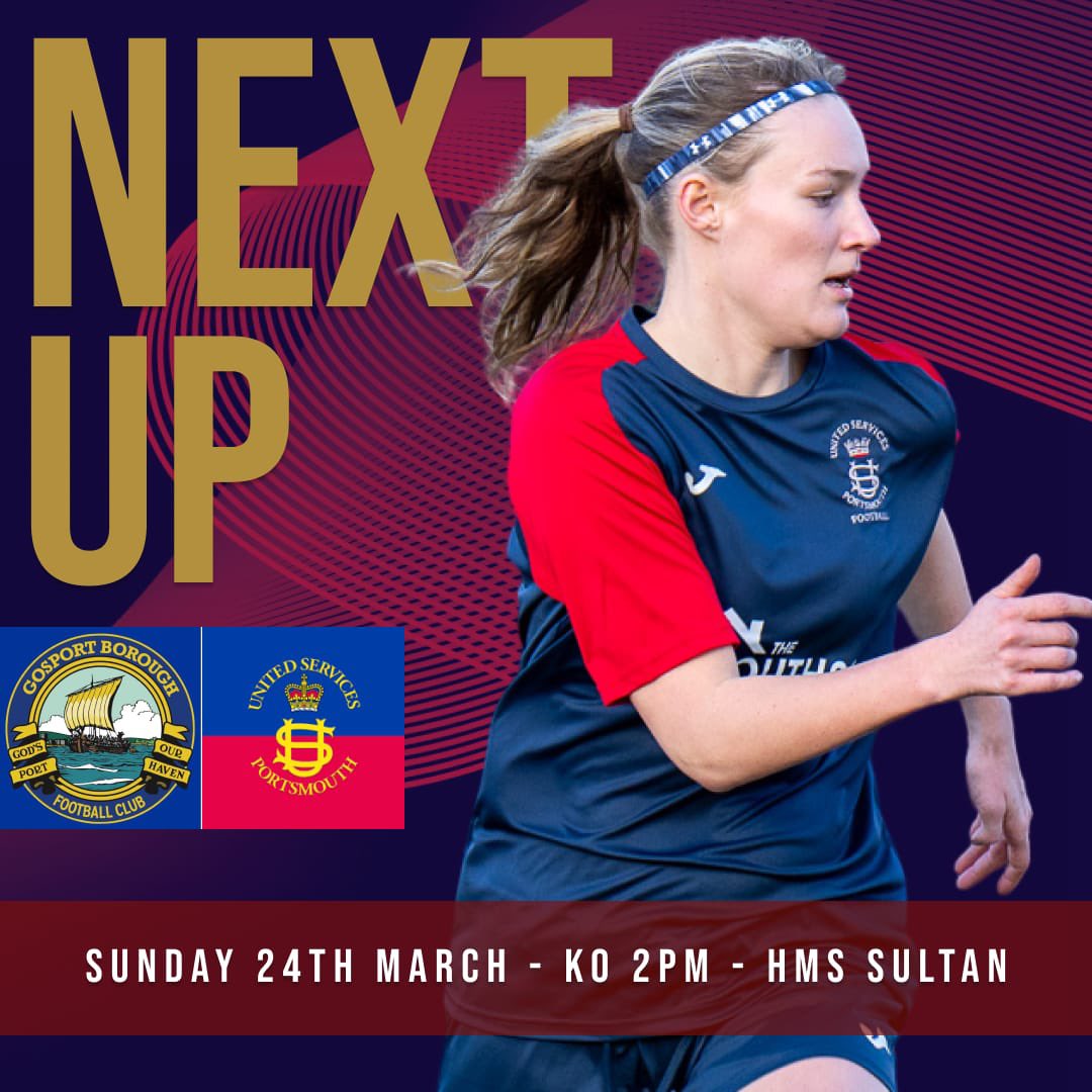 ‼️Next up ‼️ 

This week see’s us travelling the short distance to play Gosport Borough . Returning back to league action. 

🆚 <a href="/GosportBoroLFC/">Gosport Borough Ladies FC</a> 
🏟️HMS Sultan
⏰14:00
🏆 Div 1

We look forward to travelling round for the game.

#pleasebeon #football #womensfootball #usp