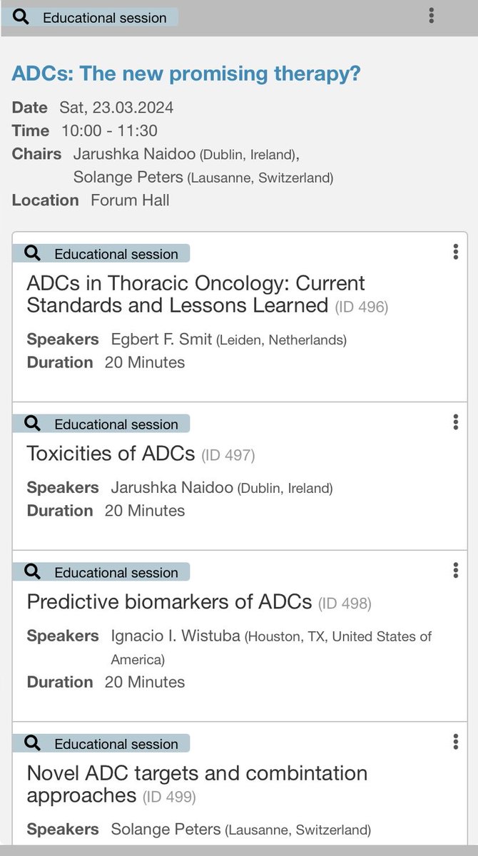 #ELCC 
ADCs: the promising new therapy? 

Discussing all things antibody-drug conjugates, join me, #EgbertSmit #IgnatioWistuba & ⁦@peters_solange⁩ in Forum Hall today at 10am

#ESMOambassadors #ELCC24 ⁦@myESMO⁩ ⁦⁦@CancerCentreIre⁩ ⁦@RCSI_Irl⁩⁩