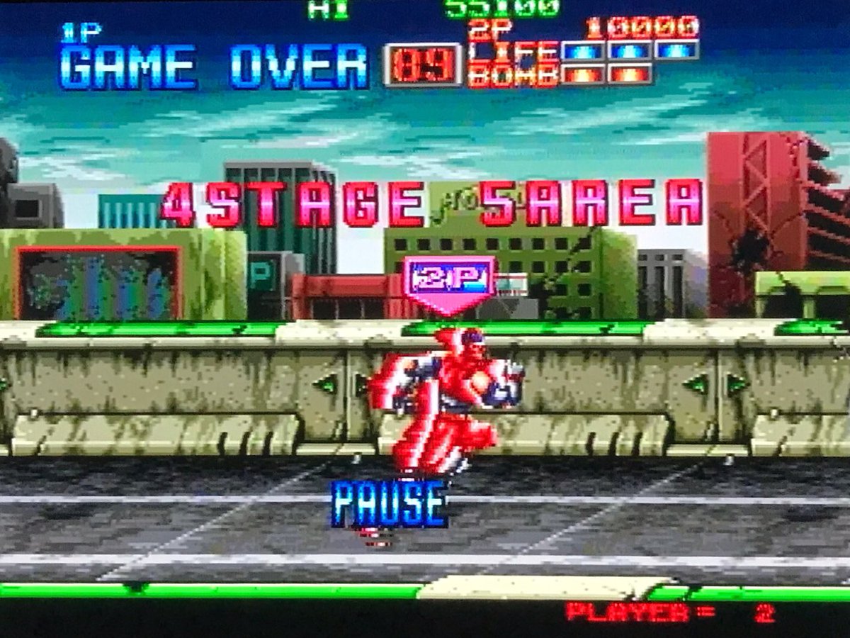 sekiro_51's tweet photo. NEO GEO AES エイトマン🕹
①4-5 高速スクロールステージ💨
②ザコ敵は出現せず行き止まりにさっき逃げたドクロの上半身が待ち受ける🔥💀🔥
③4-6 ラスボス サイバー戦開始💥両手から火球を放つ強敵☄️☄️
④敵の体力ゲージあと1個まで削ったが…😓
#ネオジオ #NEOGEO #SNK
#8マン #8man #Eightman https://t.co/RcerXxZTuD
