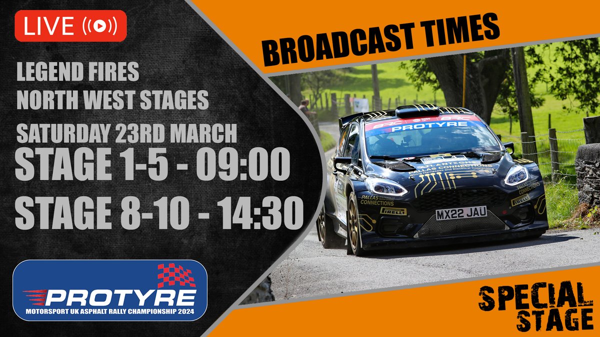 The 2024 @ourmotorsportuk @Protyre #AsphaltRallying Championship is GO! Live action & end of stage interviews on @SpecialStageuk Facebook. And on YouTube: Morning: hhttps://youtube.com/live/oQkDDE5U-98?feature=share Afternoon: youtube.com/live/ElMugb7Lr… @BTRDAmotorsport