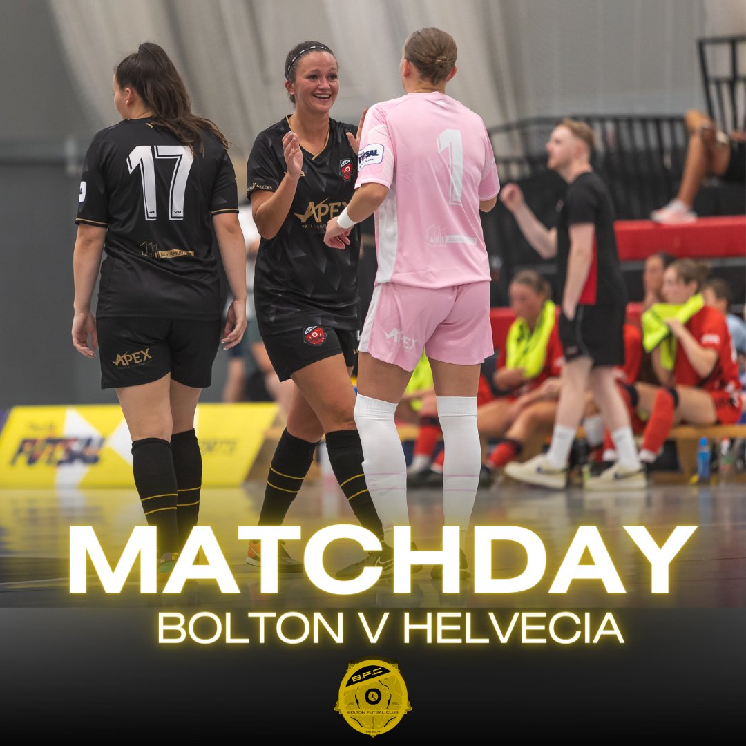 Gameday live on <a href="/footballontnt/">Football on TNT Sports</a> as we take on <a href="/HelveciaLadies/">LondonHelveciaLadies</a> in the <a href="/FA_NFS/">FA National Futsal Series</a> Tier 1, its a huge Weekend of futsal, Come show your Support Bolton🔥 
🆚️Helvecia 
🏟 The National Cycling Centre 
📍M11 4DQ
⏰️17.25 ko