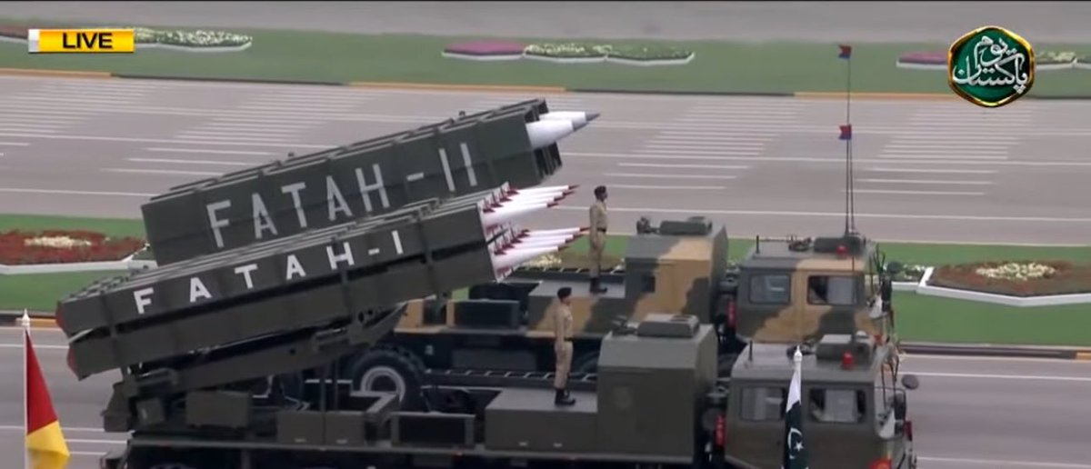 Fatah-I & Fatah-2 guided multiple rocket launcher systems at the Pakistan Day Parade 2024 
Pakistan is also working on the Fatah-III, with a range of 450 kilometres.
#PakistanResolutionDay #PakistanZindabad #23rdMarch #PakistanArmy #PAF #PakNavy #PakistanDay2024