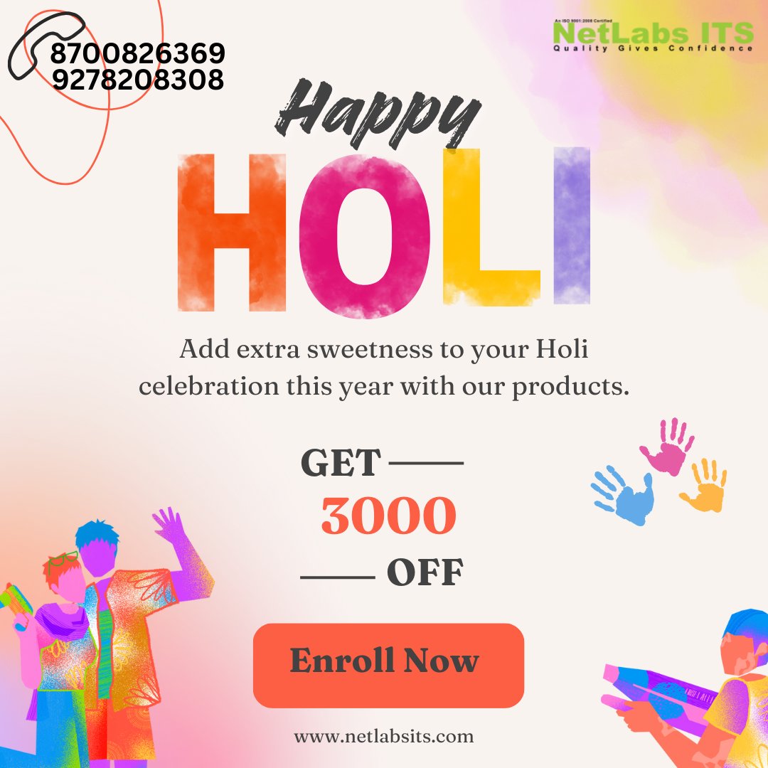 netlabs_its's tweet image. Expand your knowledge and learn new skills with our online courses. Enjoy a special Holi season discount on all courses! Contact us at 011-41646262, 24641080, or via WhatsApp at 8700826369, 9818997720, & 9278208308.
#Holioffer #celebration #netlabsits #onlinecourse #Classroom