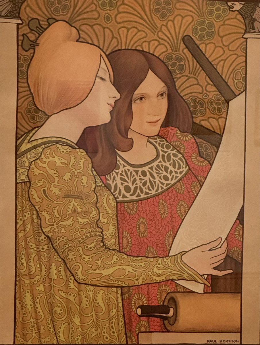 Two Girls at the Printing Press Paul Emile Berthon An #ArtNouveau style poster for The Salon des Arts Libéraux. 1900 On display in the Prints exhibition @RAMMuseum #Exeter #Devon