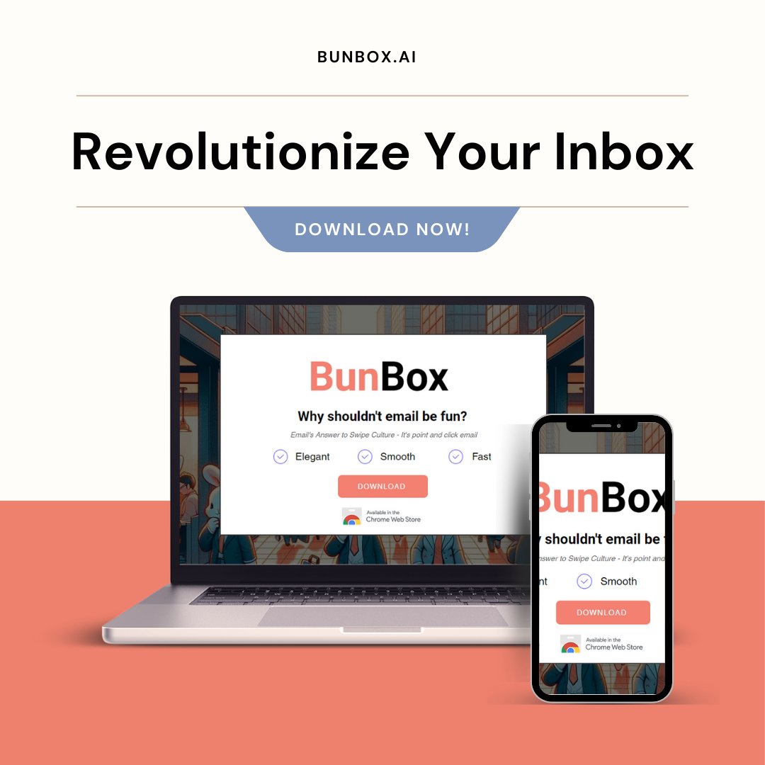 📷 Revolutionize your inbox with Bunbox AI! 📷 Our smart email assistant helps you breeze through your emails faster than ever. 📷 Visit our website to discover how Bunbox AI can transform your email experience:
.
.
.
#EmailProductivity #AI #BunBox #EmailManagement