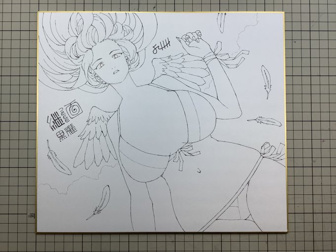 黒耀色紙第一ペン入れ。
第二ペン入れで強弱いれる。 