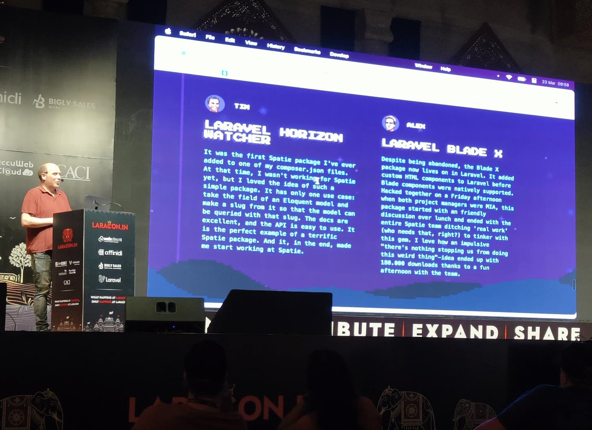 #LaraconIN2024's first session by <a href="/freekmurze/">Freek Van der Herten 🔭</a> - Uncharted Packages.