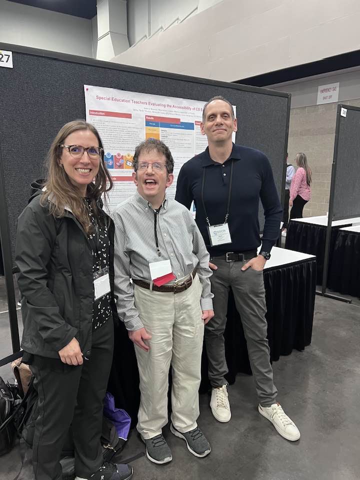 Besides the poster, I also presented on a panel sponsored by Google at #sigcse24 with fellow panelists and poster co-authors Maya Israeland Jason McKenna where we talked further about accessibility in computer science education.