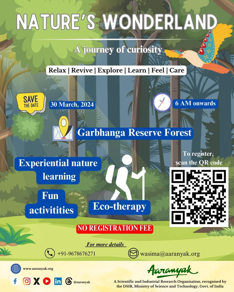 Register yourself for another chapter of our 'Nature's Wonderland : a Journey of Curiosity' event. Find out more in the poster. #nature #naturewalk #experientiallearning #ecotherapy #naturegames

Register here : forms.gle/vGPBPZjbn4YJEY…