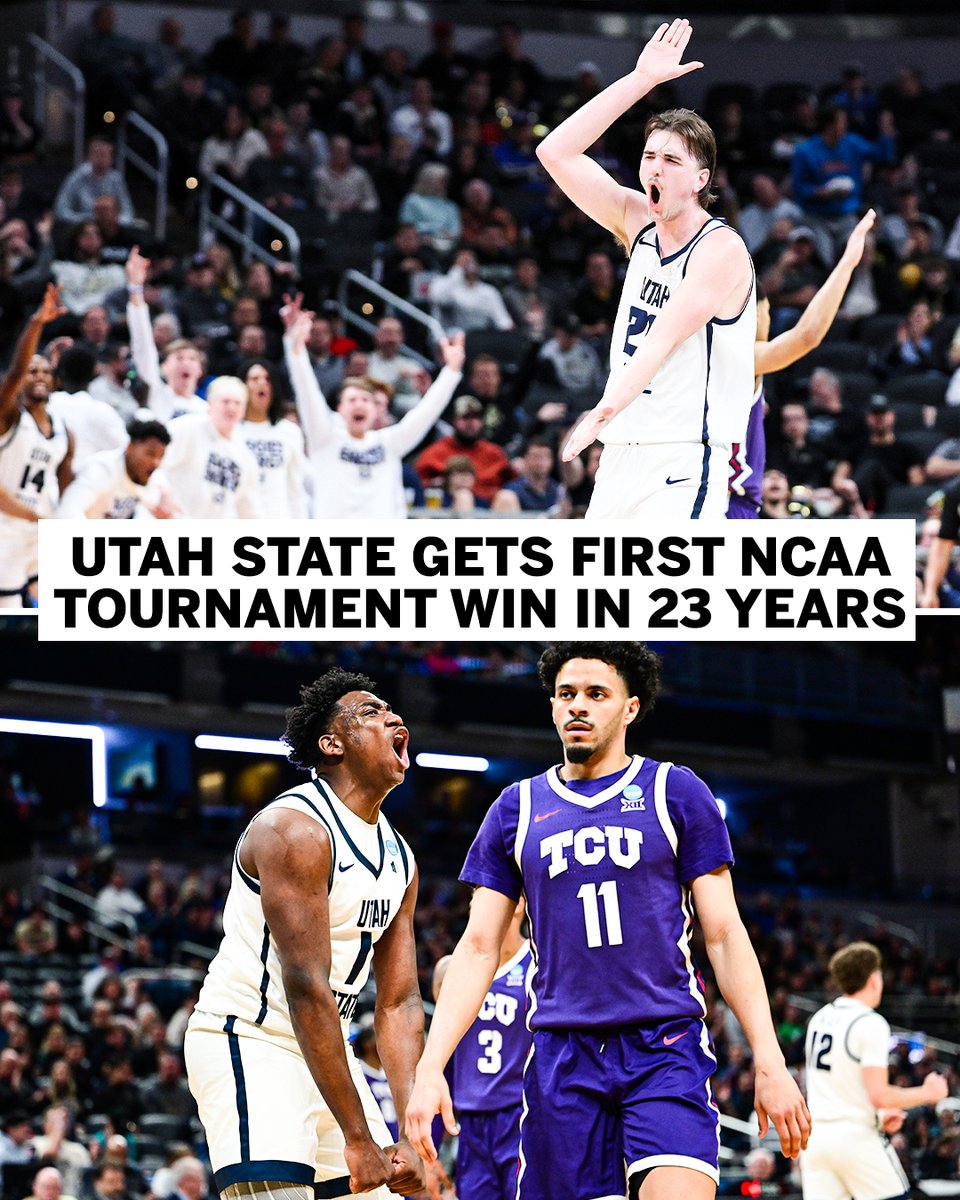 UTAH STATE IS MOVING ON TO THE ROUND OF 32 FOR THE FIRST TIME SINCE 2001 👏