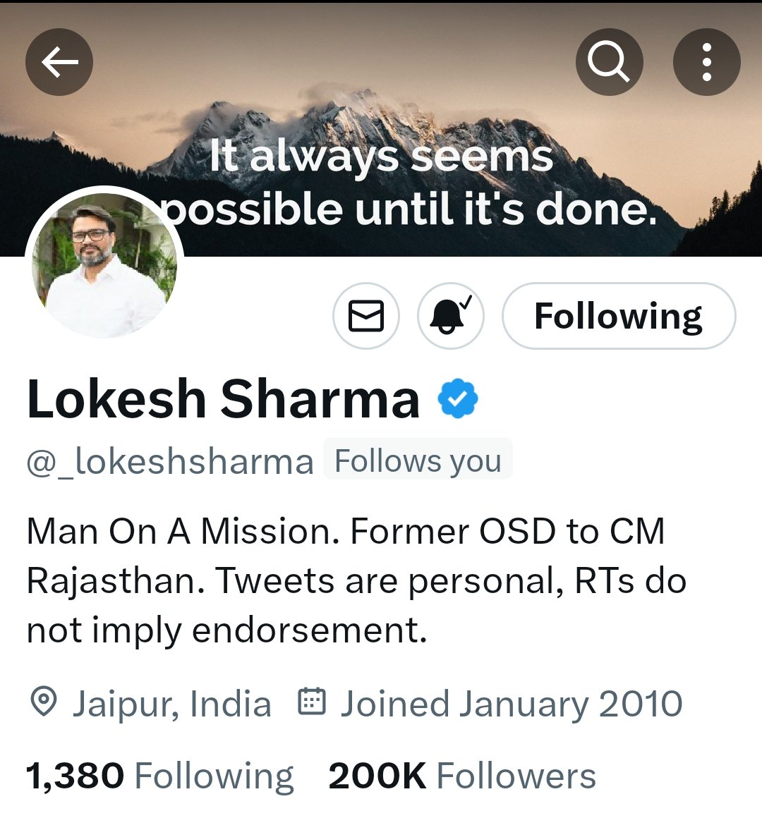 आदरणीय भाईसाब का #200K का परिवार होने पर हार्दिक बधाई एवं शुभकामनाएं 💐
@_lokeshsharma @_Team_LS 
#Lokeshsharma #TeamLokeshsharma