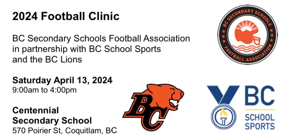 Calling all @BCHSFB coaches! Make sure to join us for our annual BC High School Football coaches clinic on April 13th! @BCLions @BCSchoolSports