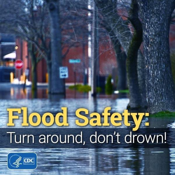 During a flood, water levels and the rate at which the water is flowing can quickly change 💡Get to higher ground ❌Do not drive or walk into water 🚷6 inches of water can knock you off your feet 🚗12 inches of water vehicles can lose traction with the roads surface and float