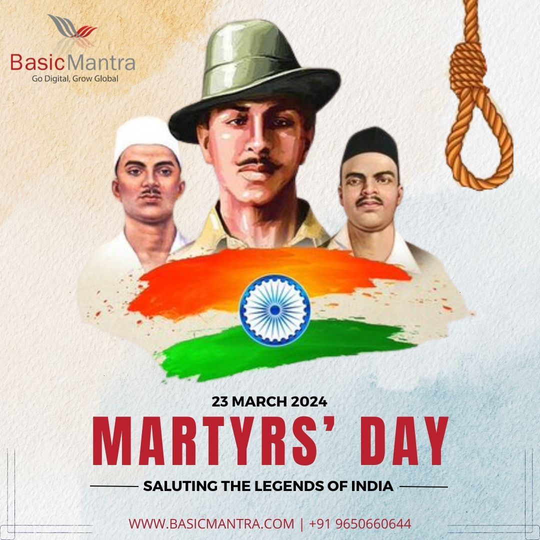 Happy 𝐌𝐚𝐫𝐭𝐲𝐫'𝐬 𝐃𝐚𝐲 to all the citizens of India. Because of our brave 𝐟𝐫𝐞𝐞𝐝𝐨𝐦 𝐟𝐢𝐠𝐡𝐭𝐞𝐫𝐬, today we can walk freely so we must remember them. 💐
.
.
#basicmantra #martyrsday #bravesouls #BhagatSingh #ShivaramRajguru #SukhdevThapar #martyrsday2024
