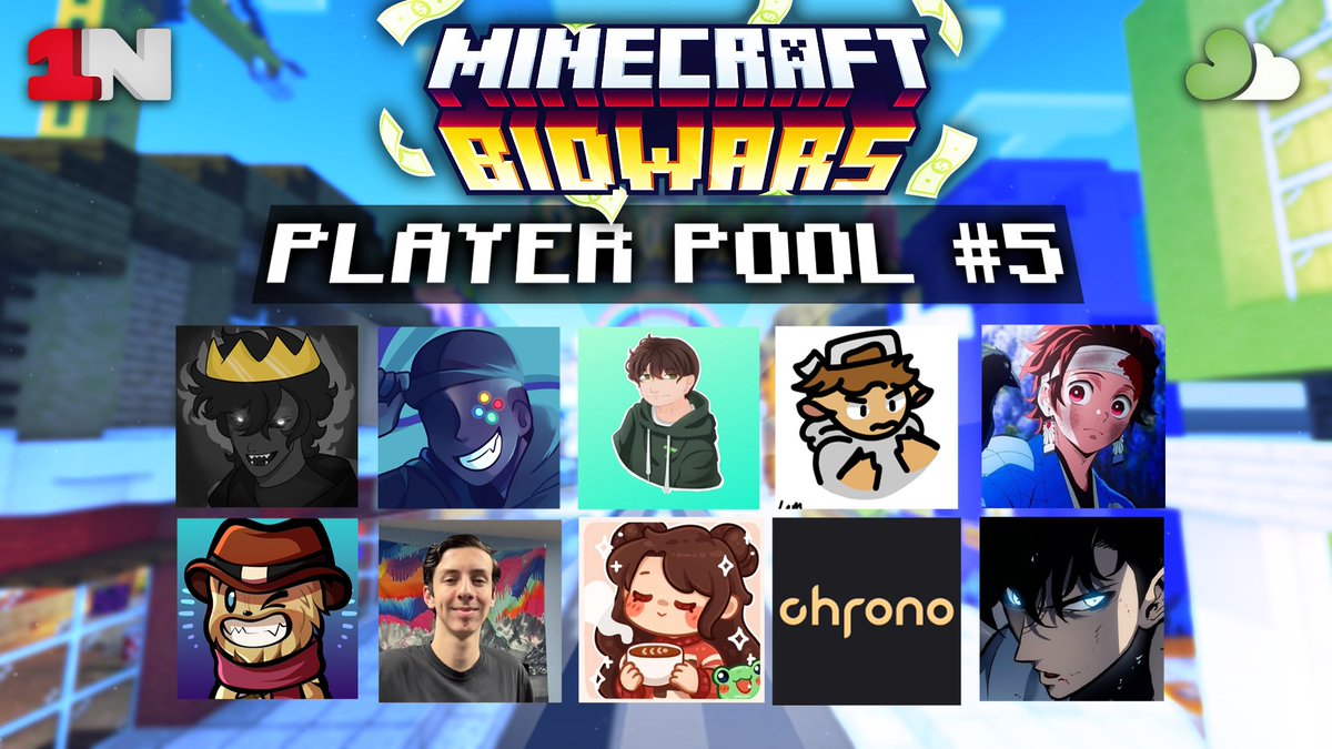 Introducing the next 10 players for Bidwars 5! 🏆 @_TaiMC @TheTBVG @Toph033 @TyradOfficial @unixnlol @WoocieX3 @zoosUHC @itslynrose @Chronom_ @TryhardPvP_ Watch them compete in Bidwars 5 on March 31st at 3PM Eastern! 📷 🧽@thewheelinc @LilypadGG