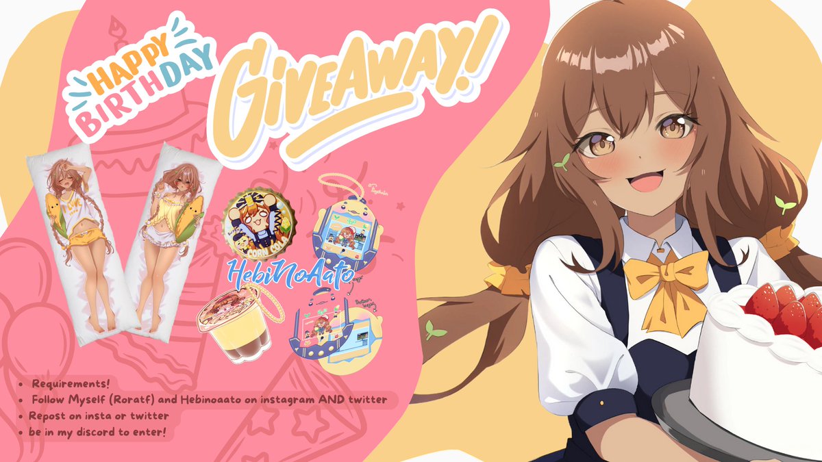 _Rorach's tweet image. 🌟GIVEAWAY! 🌟
In celebration of hitting a sub goal I'm here to 
Give Away all of my current merch!

2 Winners will receive 1 set of all merch seen below!
 
The Give Away will end in April 6th

Requirements! :
🌽Follow Myself (Roratf) and @HebiNoAato  on instagram and twitter…