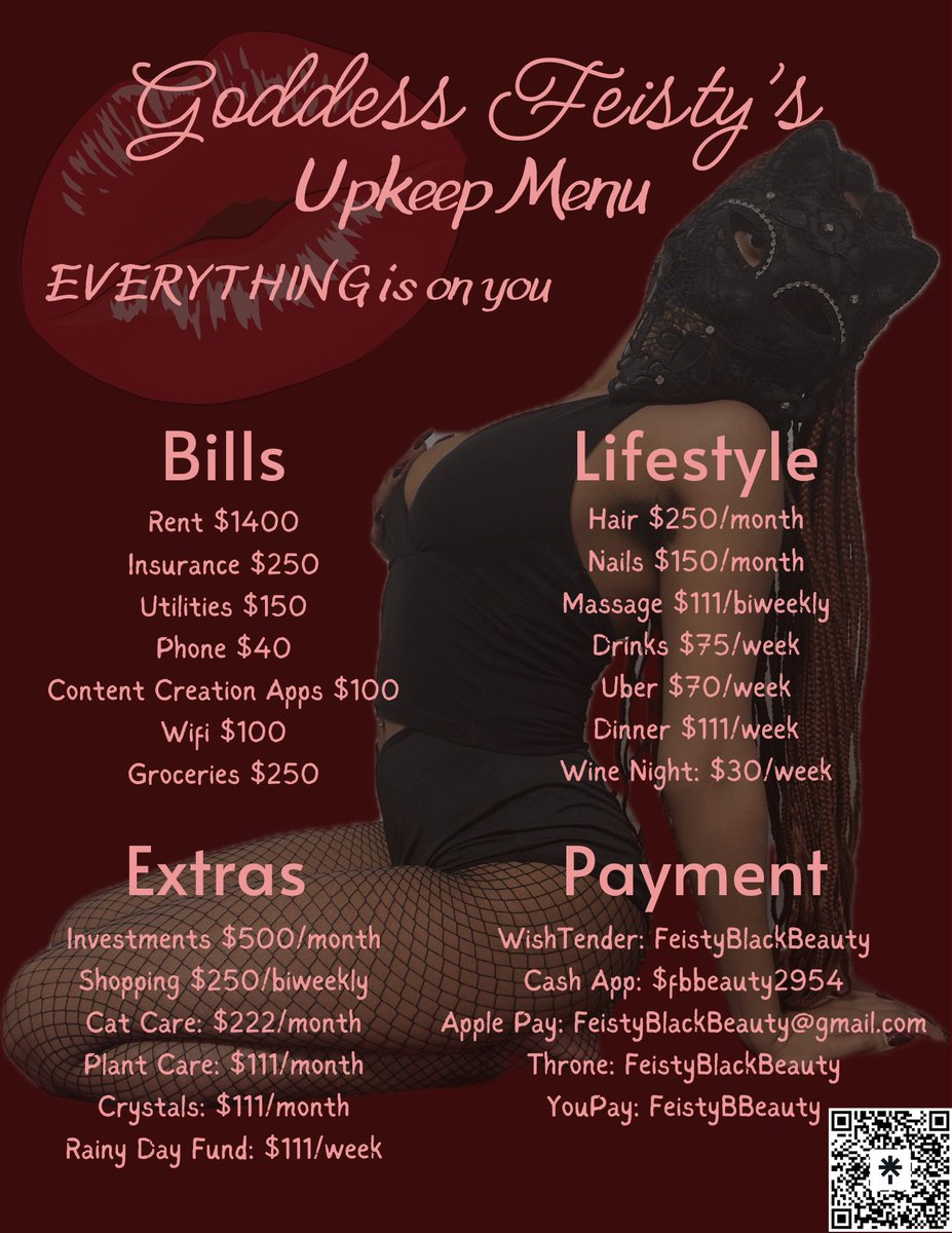 ✨UpKeep Menu✨ No need to ask me what to cover anymore. Just pick one or more and send 💋 Findom