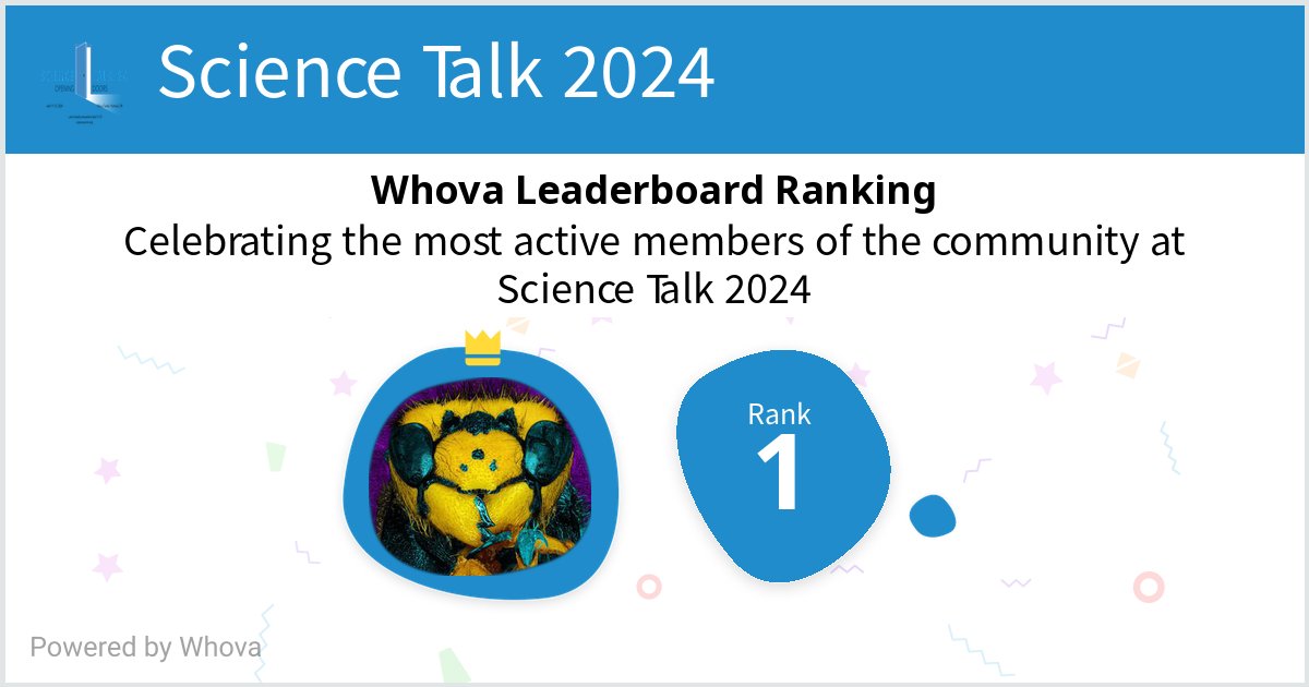 ElectronKiss's tweet photo. I ranked #1 on the Whova leaderboard at Science Talk 2024! #scitalk24 #sciencetalk24 #ASC #AssocSciComm - via #Whova event app https://t.co/gPr3Pm4SnN